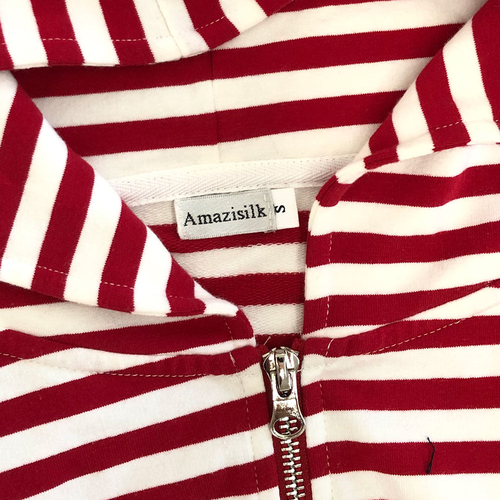 Amazisilk Women's Zip Up Striped Track Jackets