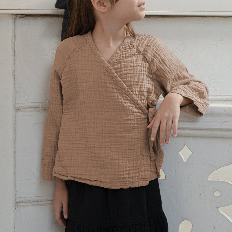 Long-Sleeve V-neck Bandage Cardigan Shirts TZ67