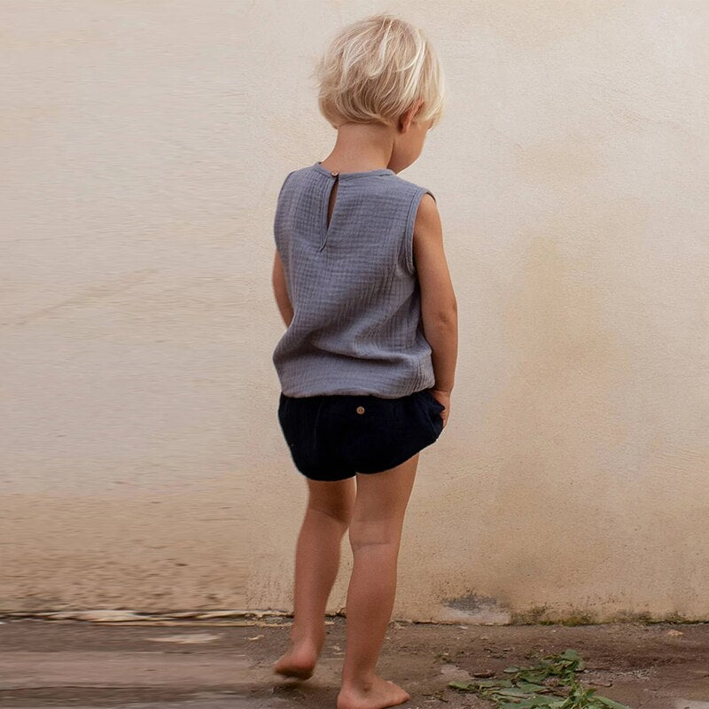 Summer New child Round Neck Casual Pocket T-Shirts 320036KTV -(Hand Made)