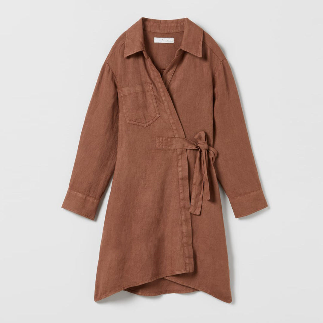 Girls' Cross Linen Blend Dress VV12-(Hand Made)