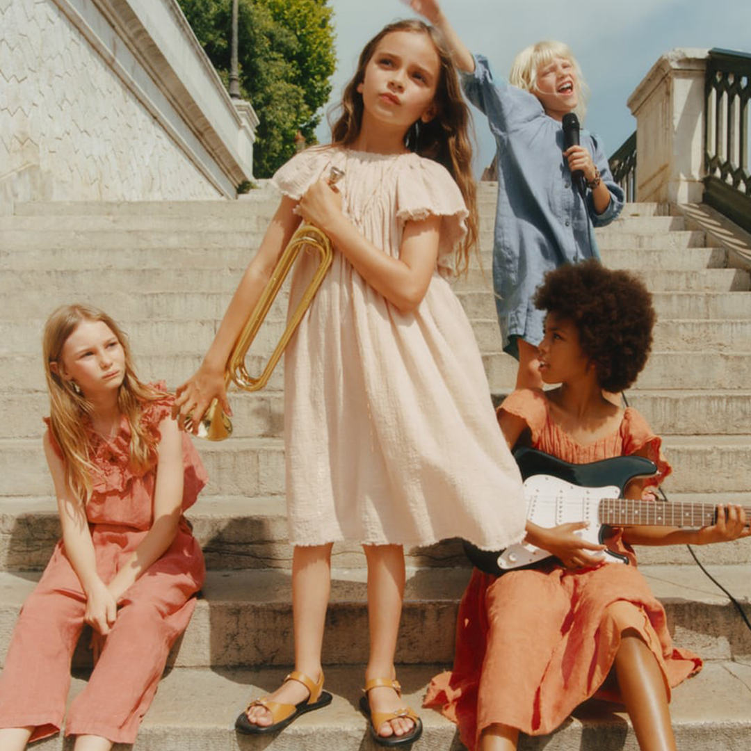 Girls' Ruffled Cap Sleeve Dress VV12-(Hand Made)