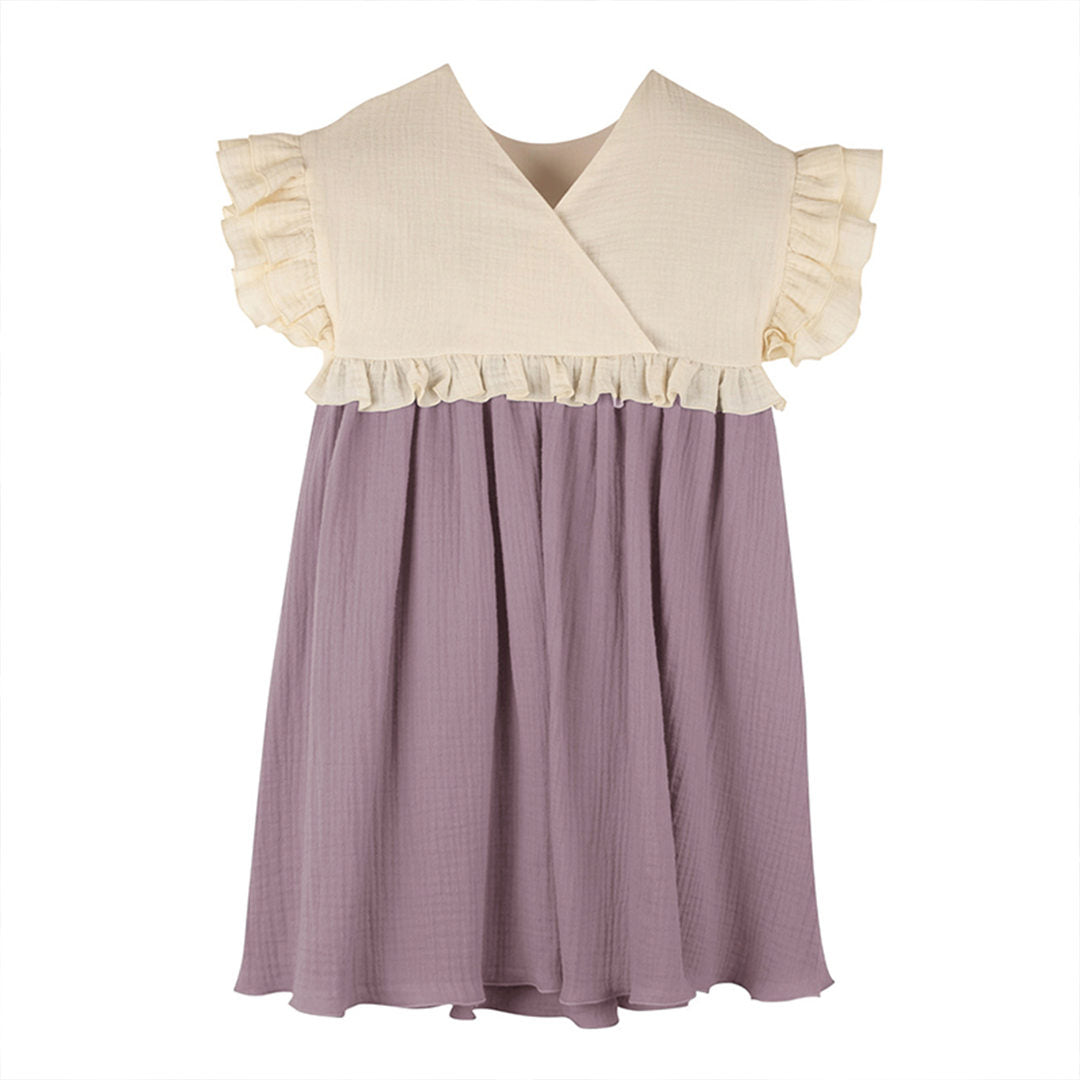 Kids Retro New Double Frill Trim Dress VV19-(Hand Made)