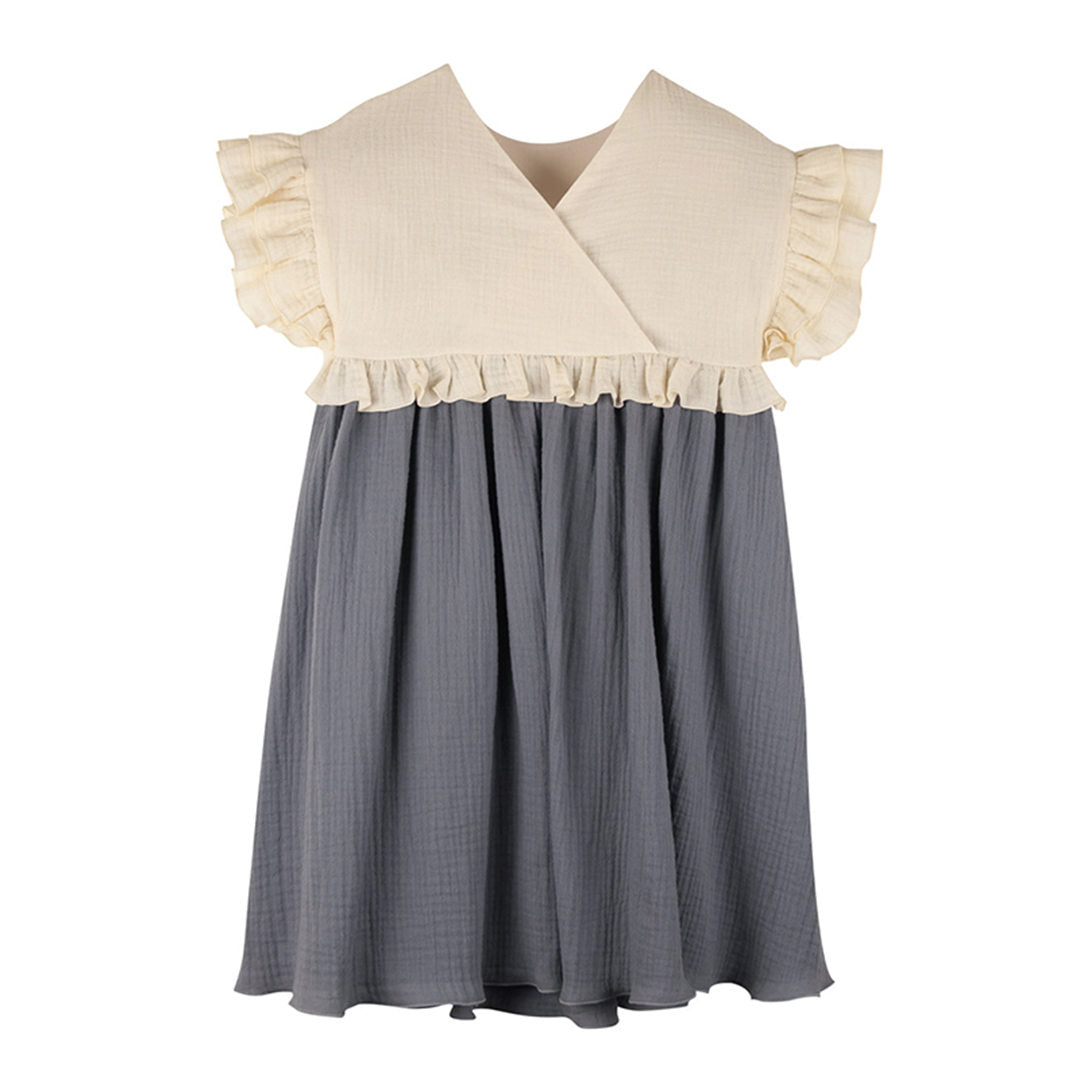 Kids Retro New Double Frill Trim Dress VV19-(Hand Made)