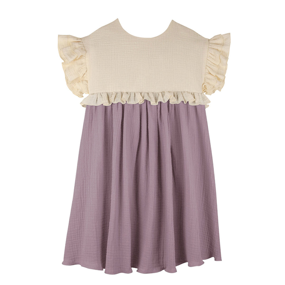 Kids Retro New Double Frill Trim Dress VV19-(Hand Made)