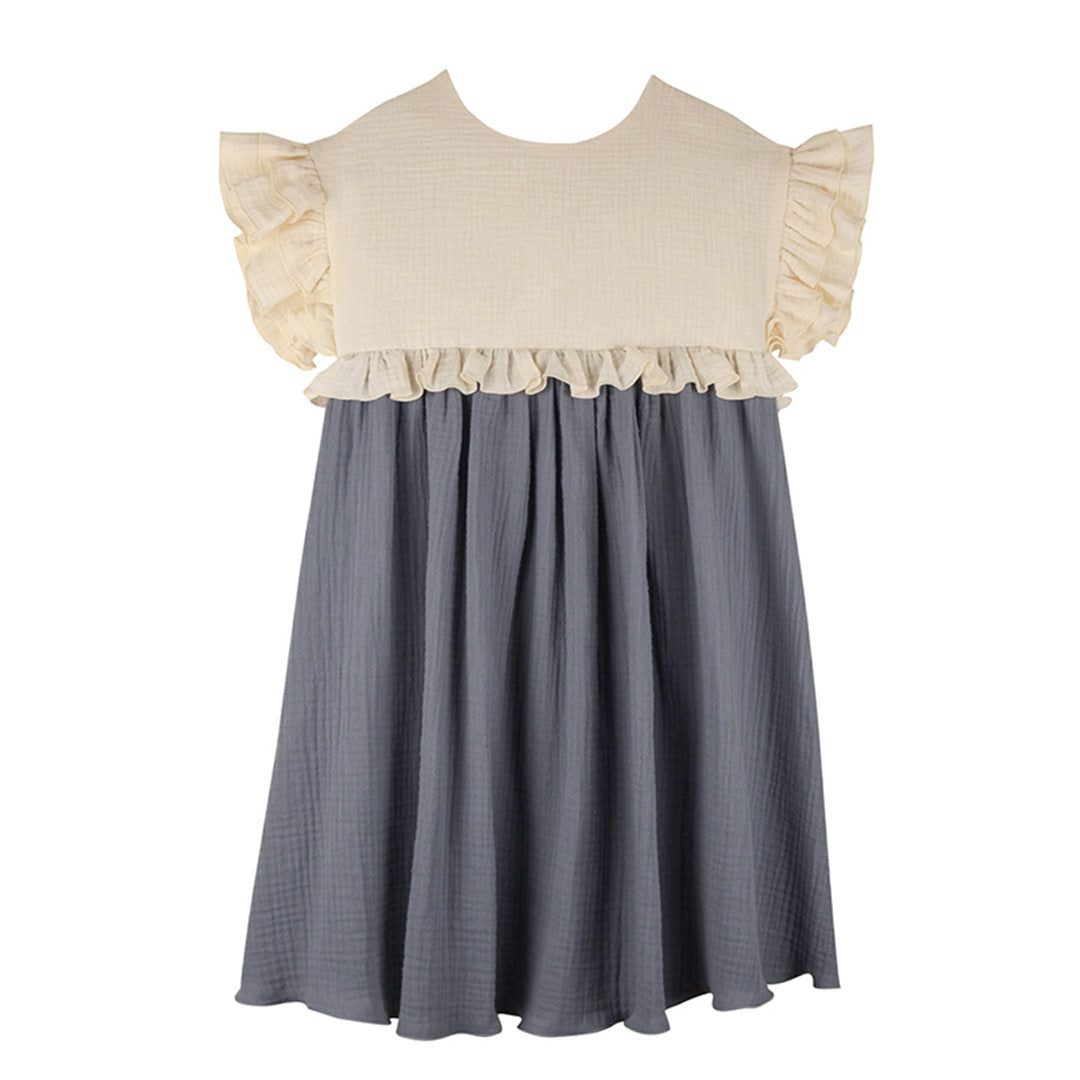 Kids Retro New Double Frill Trim Dress VV19-(Hand Made)