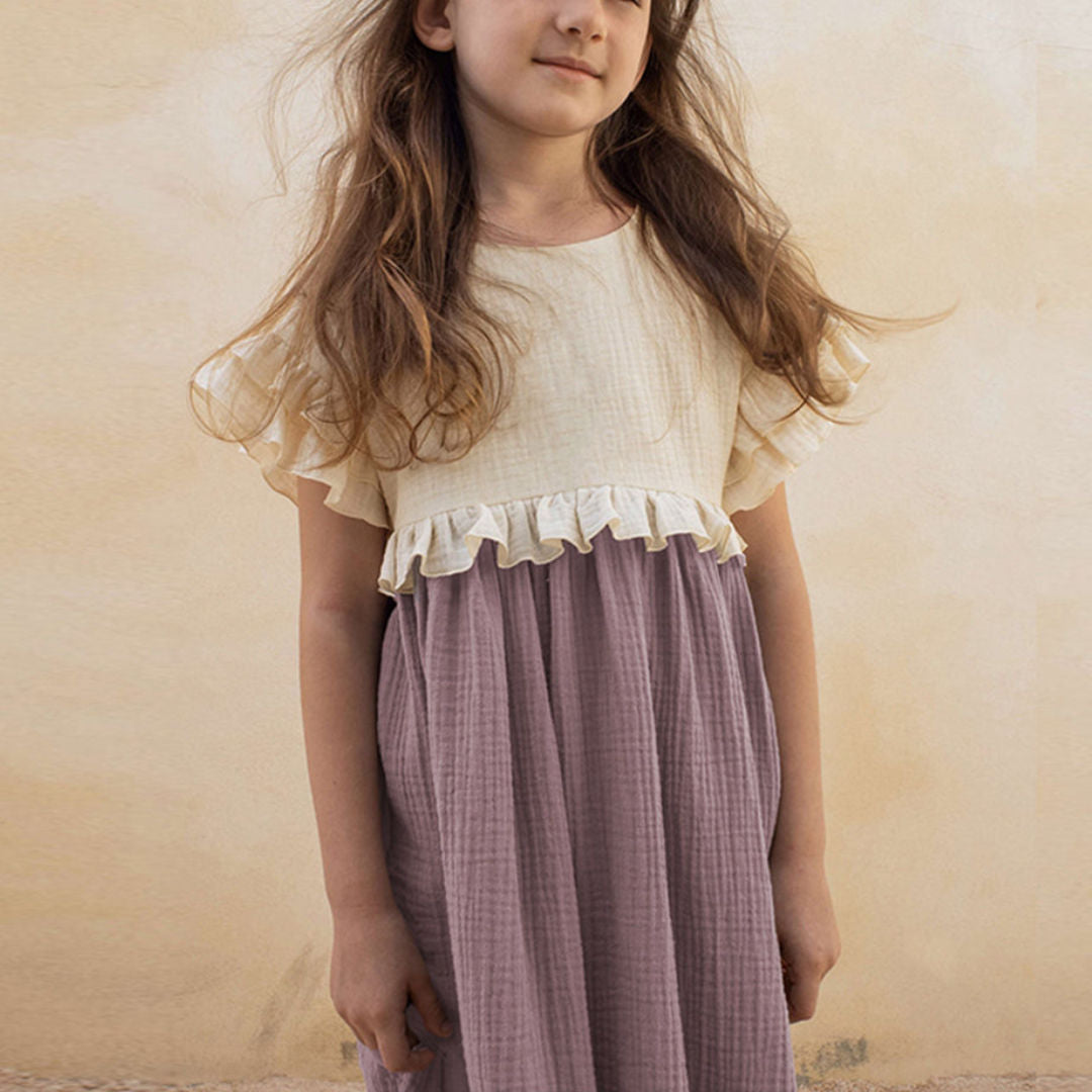 Kids Retro New Double Frill Trim Dress VV19-(Hand Made)