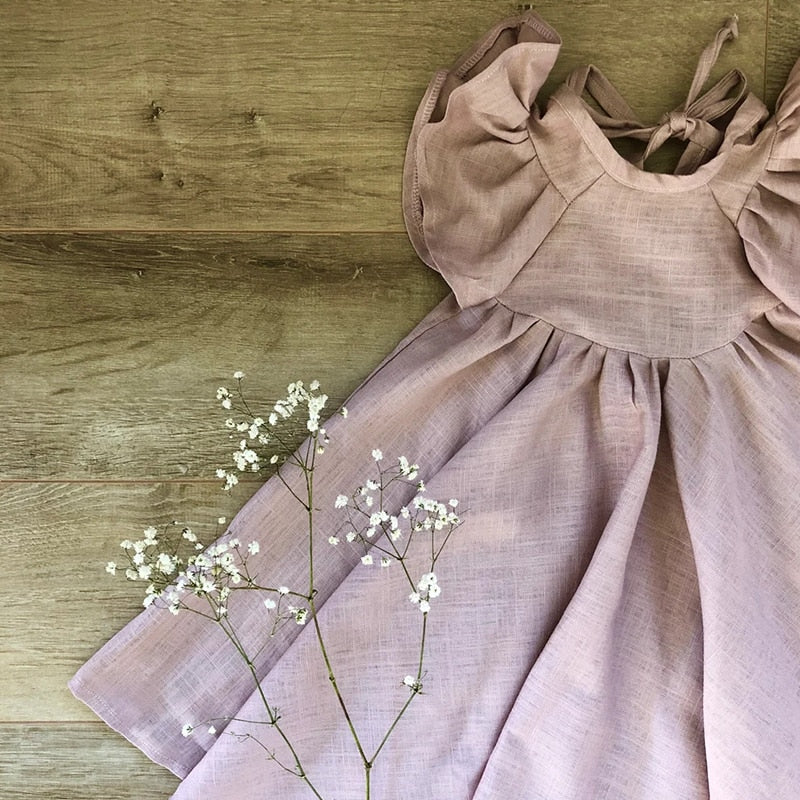 New Cotton And Linen Flower Girls Dress TZ84