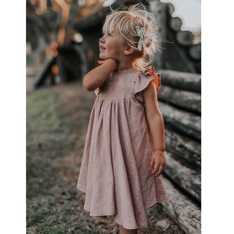 New Cotton And Linen Flower Girls Dress TZ84