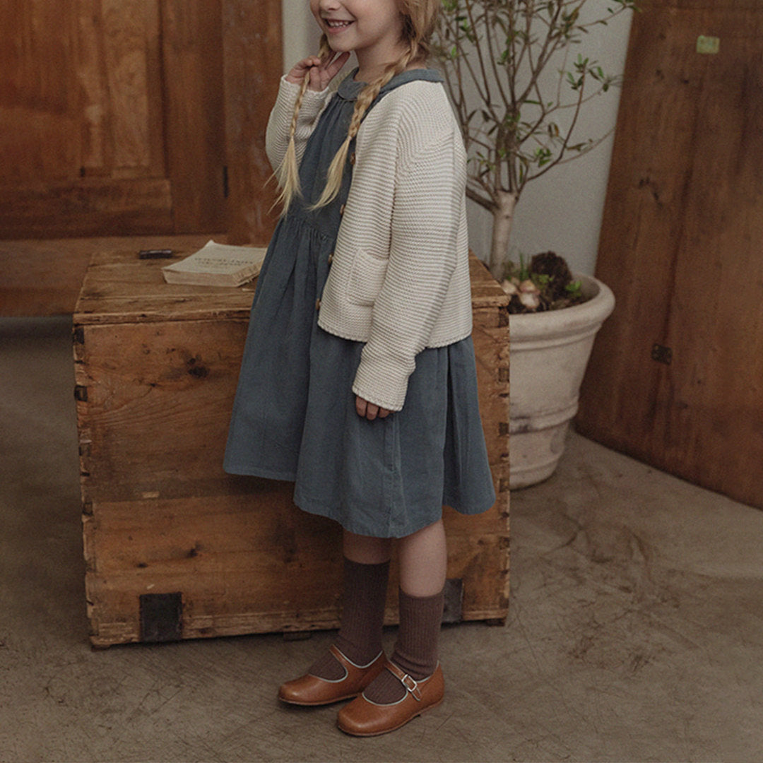 Spring New Girl's Long Sleeved Linen Cotton Dress TZP13-(Hand Made)