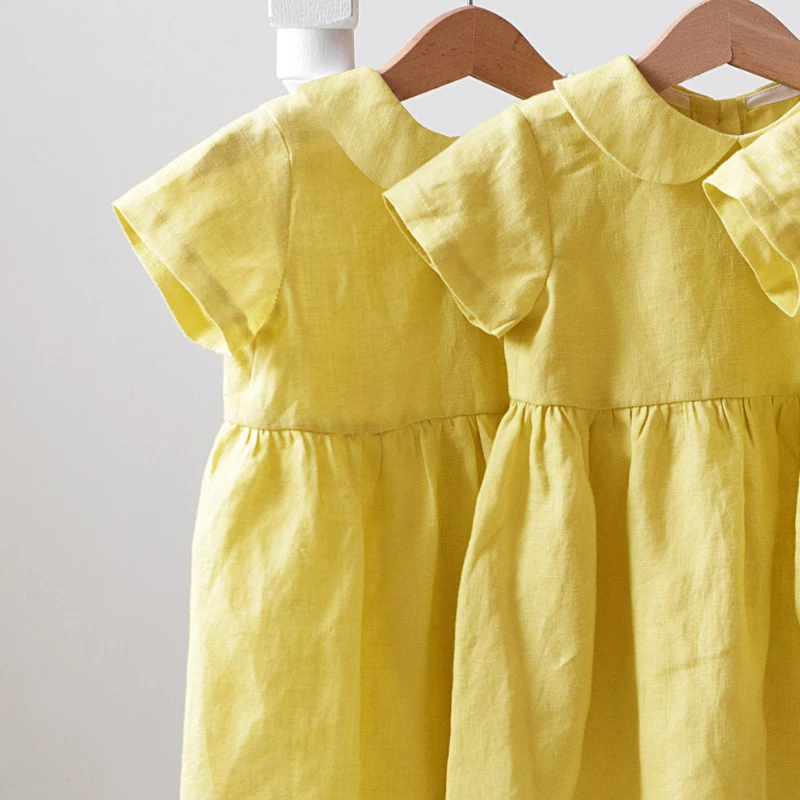 Cotton Linen Doll Collar Short-Sleeve Princess Dress TZ01