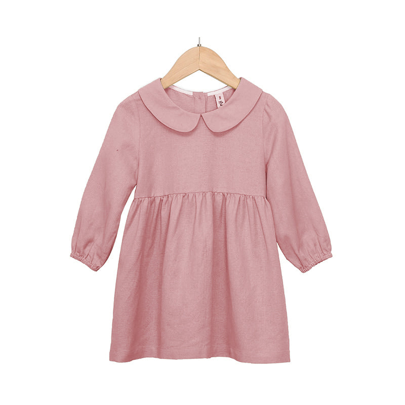 Cotton Linen Doll Collar Short-Sleeve Princess Dress TZ01