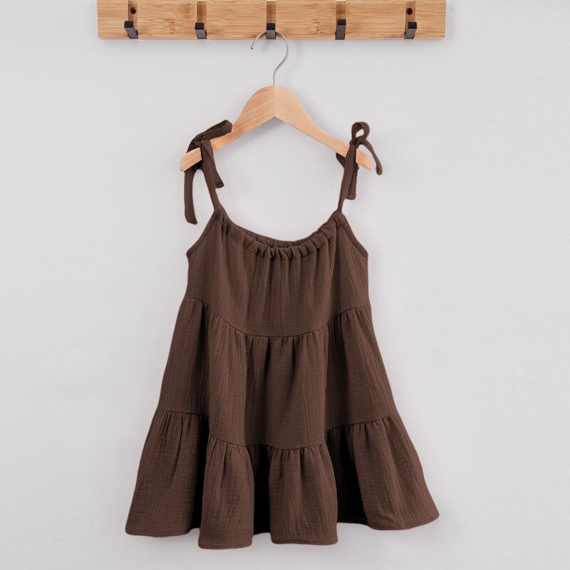 Children's Sleeveless Casual Loose Layered Ruffle Dresses TZ66