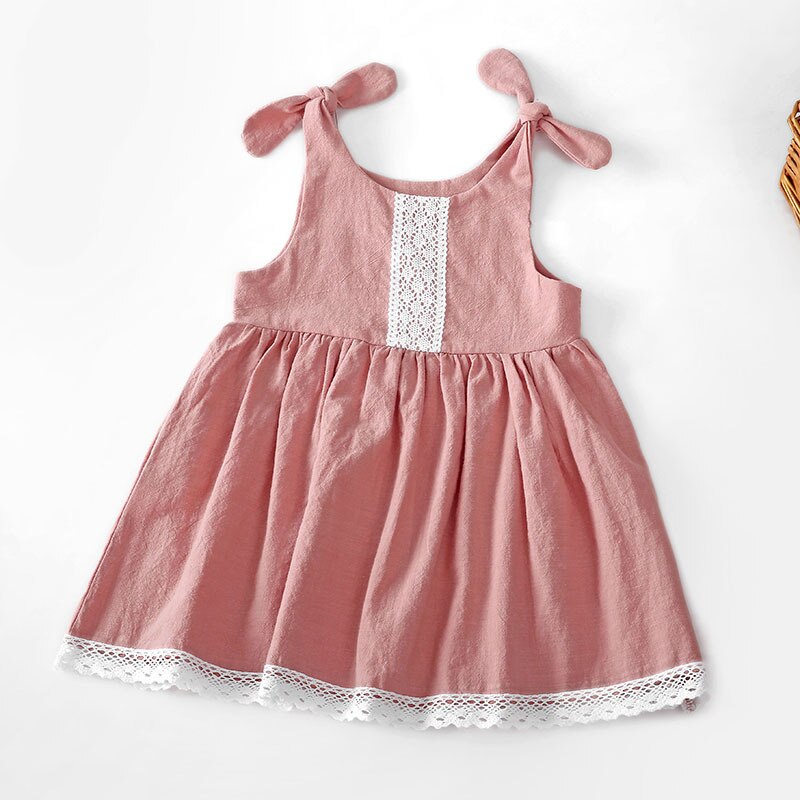 Girls Cotton And Linen Lace Princess Dress WT011