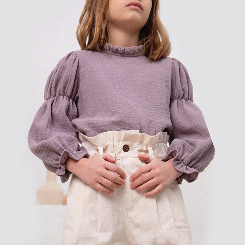 Girls Double Sleeve Muslin Soft Casual Pleated Tops VV16-(Hand Made)