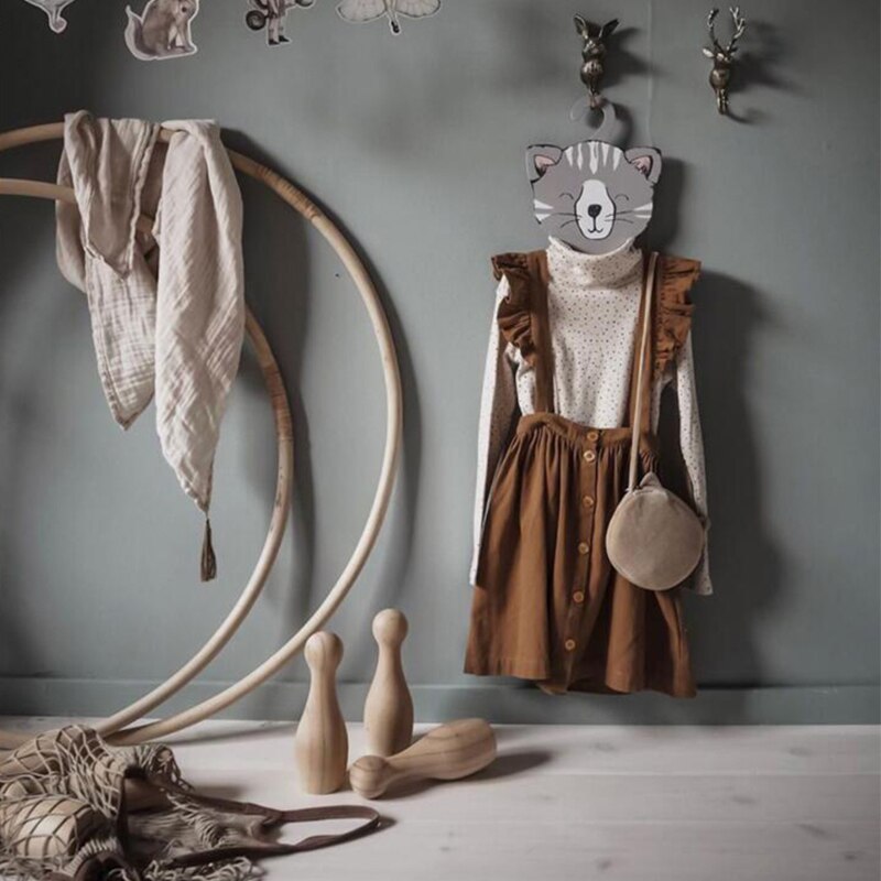 Girls' Linen Single-Breasted Button Suspender Dress WT023