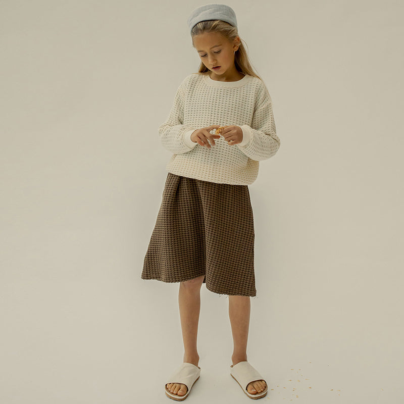 Girls Long-Sleeve Waffle Pullover Sweatshirt Casual Basic Sweater Kids Clothes TZ110