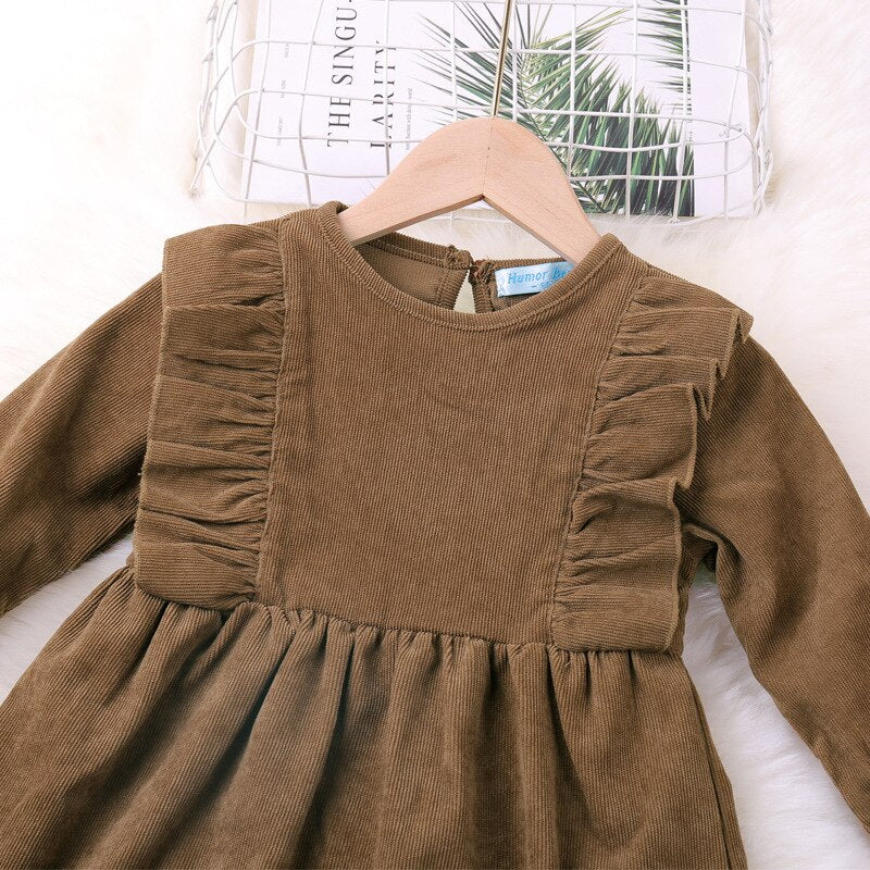 Autumn Winter New Girls Casual Cotton Long-Sleeve A-Line Dresses WTA56