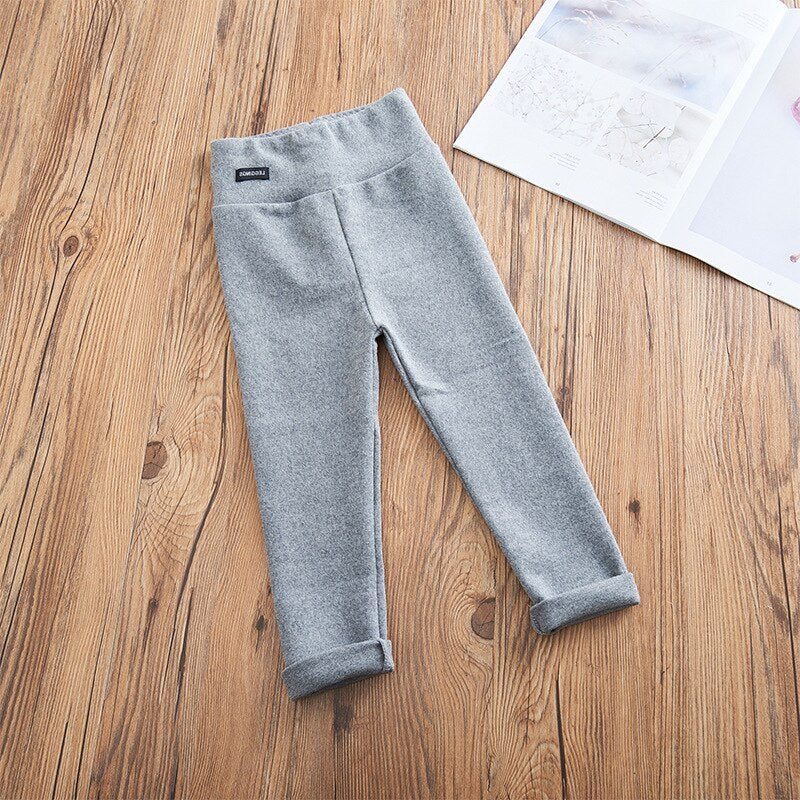 Girls Slim Stretch Leggings Autumn Thin New Trousers Children's Solid Color Casual Warm Pants WTP02
