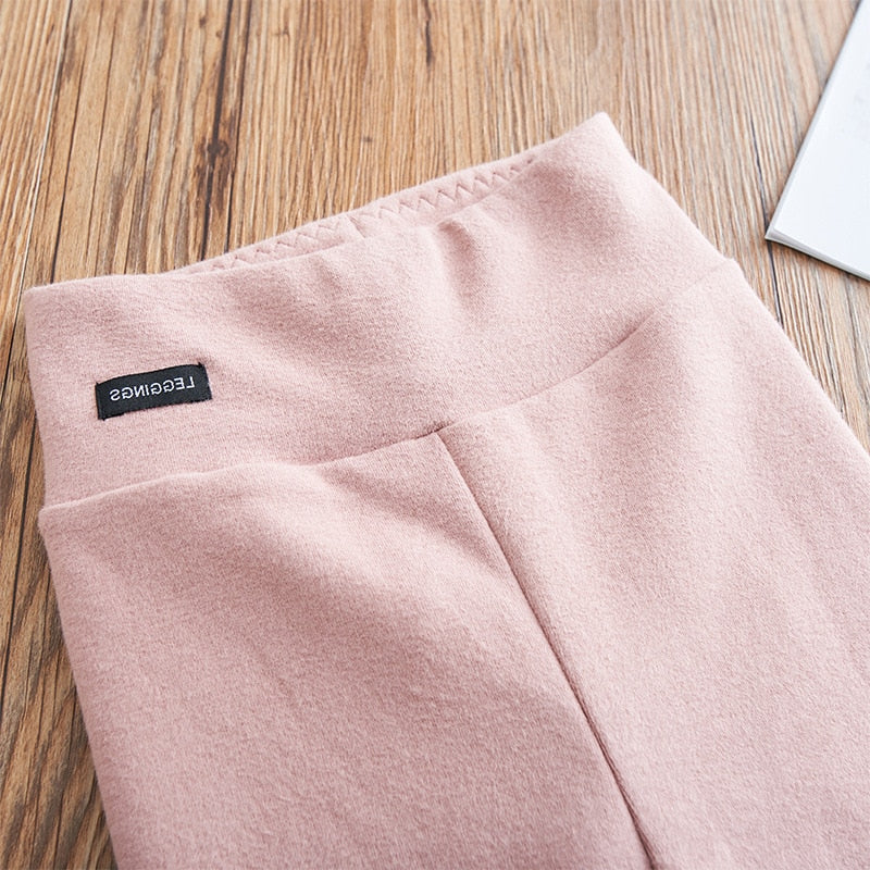 Girls Slim Stretch Leggings Autumn Thin New Trousers Children's Solid Color Casual Warm Pants WTP02