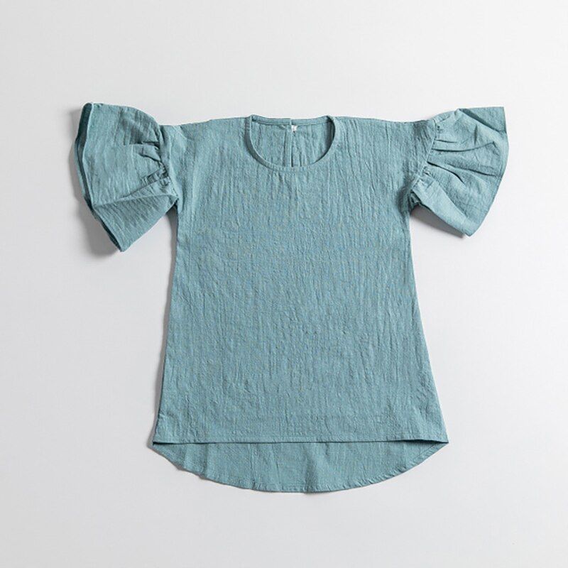 New Solid Color Flare Sleeves Comfortable Children Dresses WT61