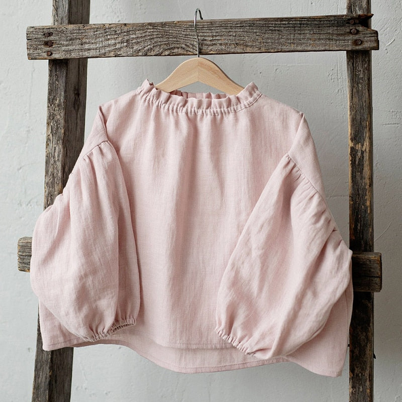 Retro Long Sleeve Linen Girls Blouse TZ112