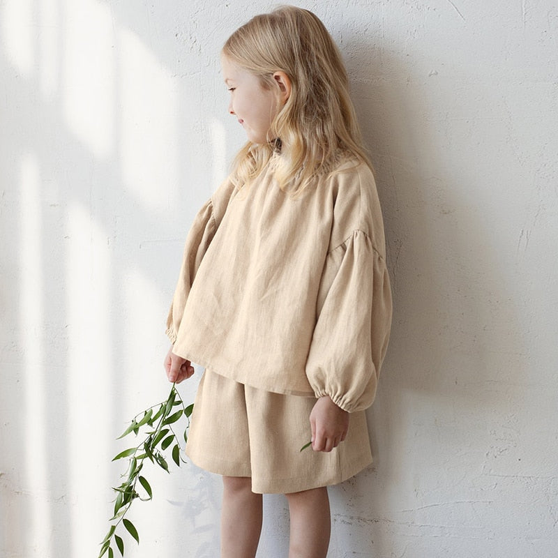Retro Long Sleeve Linen Girls Blouse TZ112