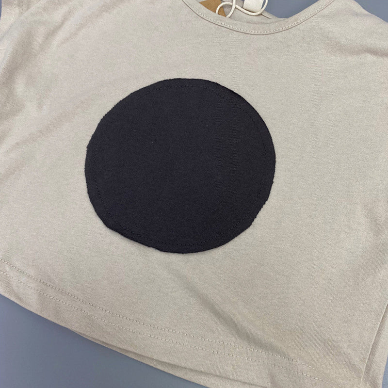 Retro Short-Sleeved Casual Loose Big Wave Point Stitching T-Shirt WT788