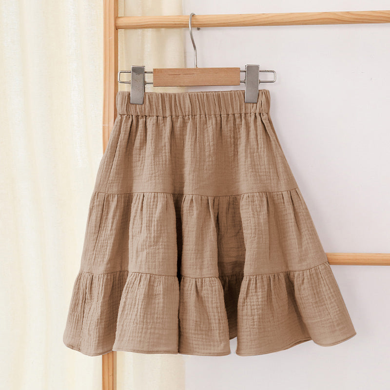 Summer Girls Ruffle Skirt Casual Loose Knee-Length Skirts TZ70