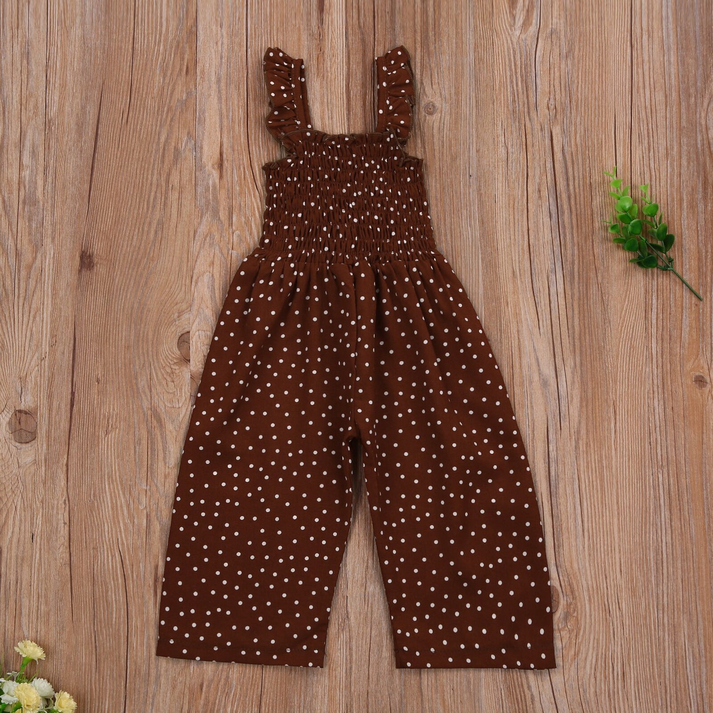Girl’s Sleeveless Polka Dot Ruffles One Piece Jumpsuit GH52