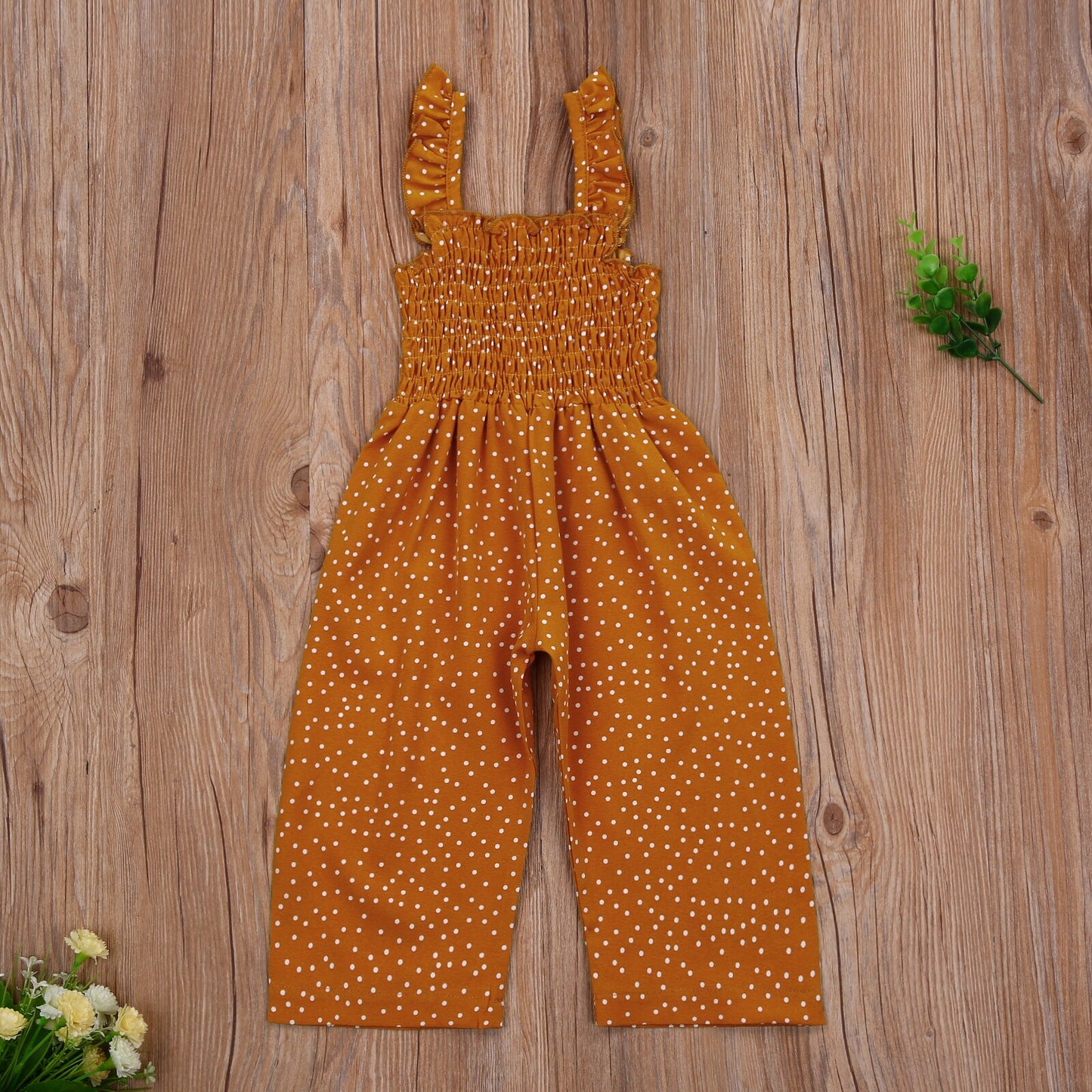 Girl’s Sleeveless Polka Dot Ruffles One Piece Jumpsuit GH52