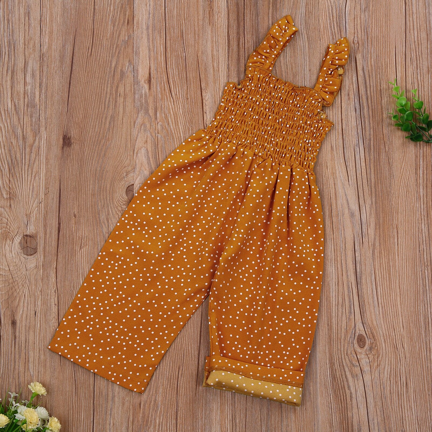 Girl’s Sleeveless Polka Dot Ruffles One Piece Jumpsuit GH52