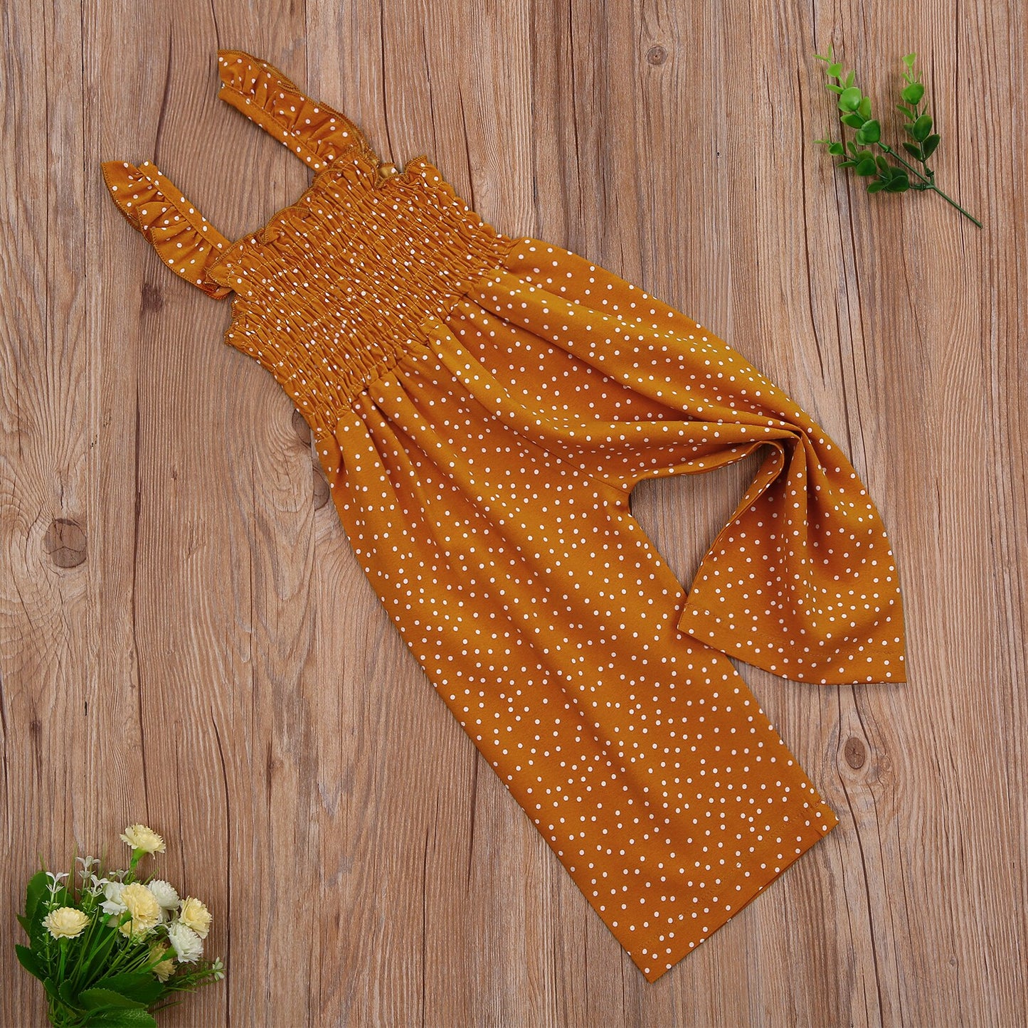 Girl’s Sleeveless Polka Dot Ruffles One Piece Jumpsuit GH52