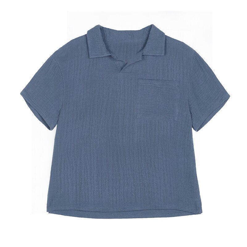 New Boys Casual Loose Short Sleeves Children's T-Shirt With Pocket VV21-(Hand Made)