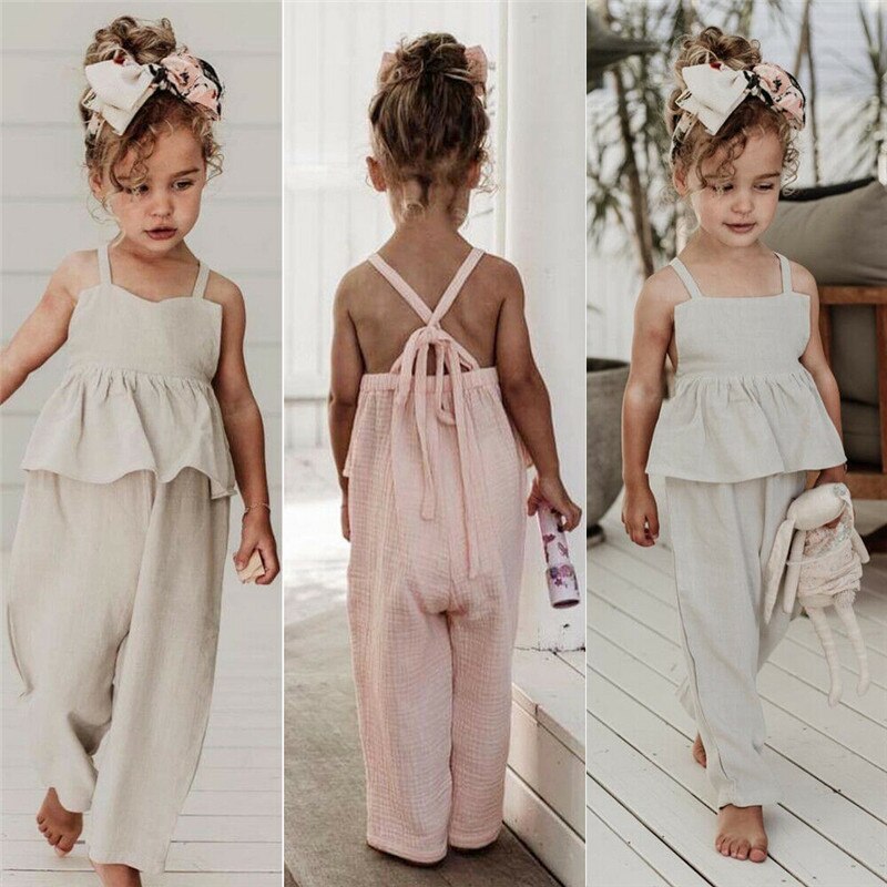 Girls Ruffle Romper Sleeveless Backless Jumpsuits GH53