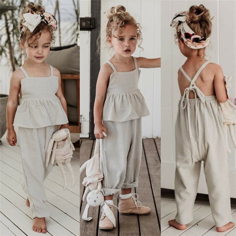 Girls Ruffle Romper Sleeveless Backless Jumpsuits GH53