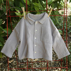 100% Cotton Girls Long Sleeve Retro Turn-down Collar Casual Shirts TZ156