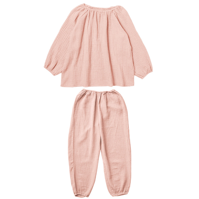 100% Cotton Girls Casual Loose Blouse + Trousers 2pcs Pajamas Sets TZ139