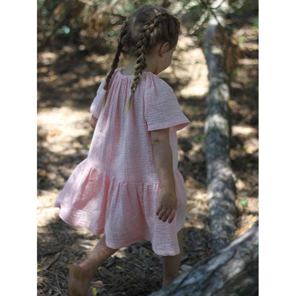 Girls  Short Sleeve Casual Loose Ruffle Princess Dresses TZ036