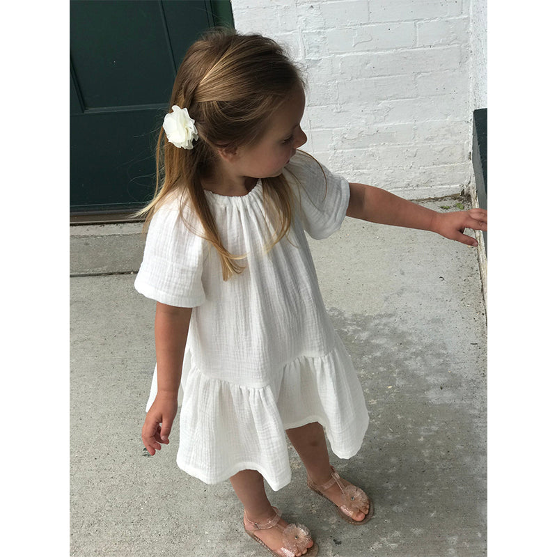 Girls  Short Sleeve Casual Loose Ruffle Princess Dresses TZ036