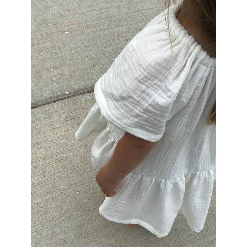 Girls  Short Sleeve Casual Loose Ruffle Princess Dresses TZ036