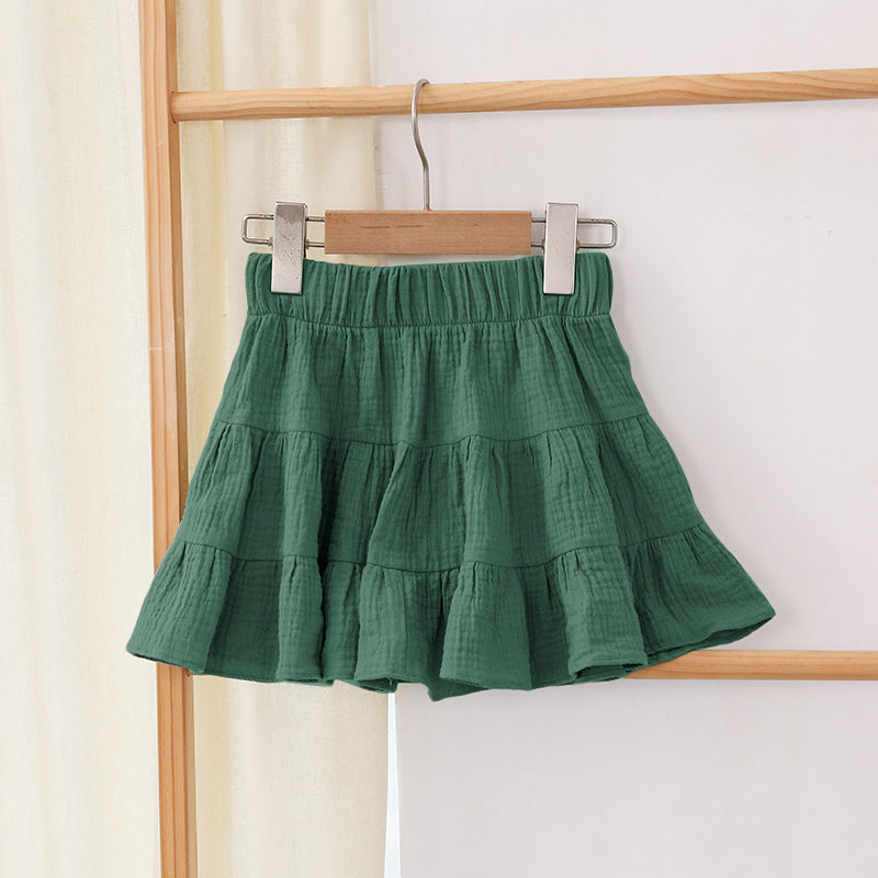 Girls Ruffle Casual Solid Sweet Mini Skirts TZ69