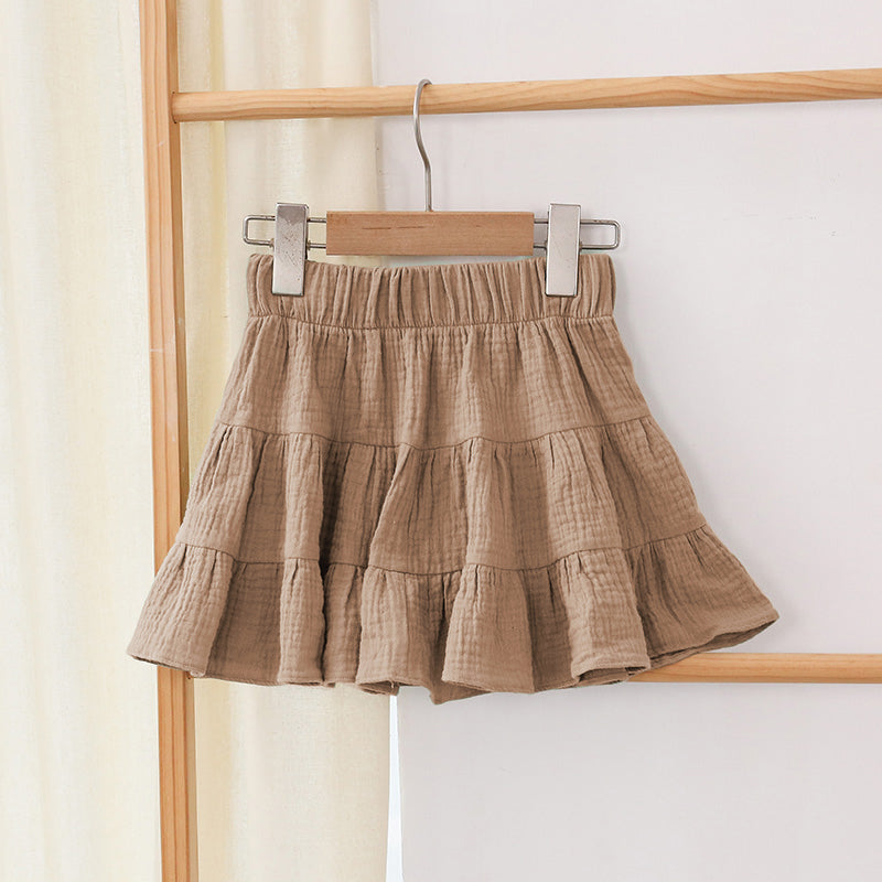 Girls Ruffle Casual Solid Sweet Mini Skirts TZ69