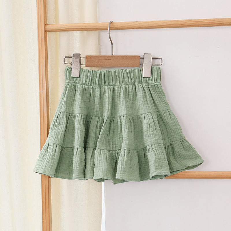 Girls Ruffle Casual Solid Sweet Mini Skirts TZ69