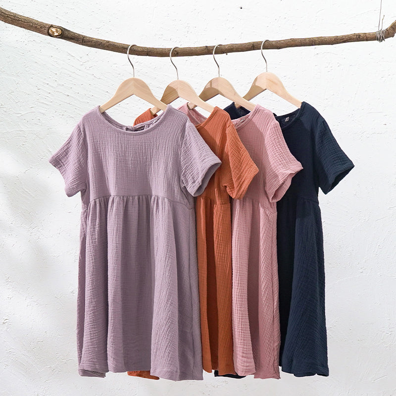 Girls Short Sleeve Summer Casual Loose Beach Flowy Dresses