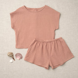 Girls Summer Casual Loose Thin Short-Sleeve T-Shirt Shorts 2pcs Sets TZ068