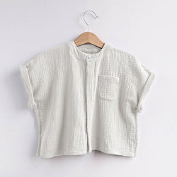 Boys Summer Casual Loose Short-Sleeve Pocket Tops TZ057