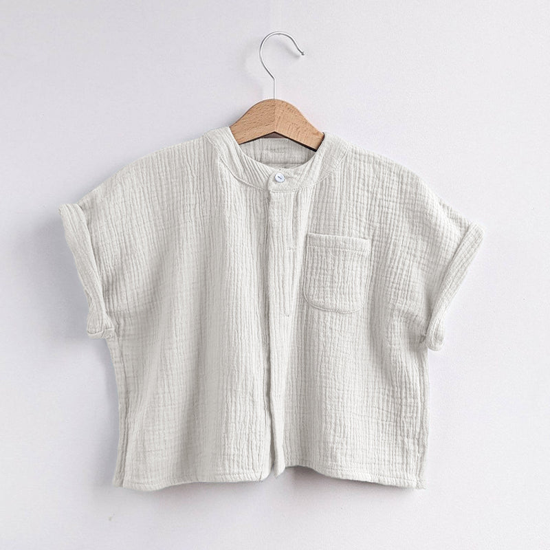 Boys Summer Casual Loose Short-Sleeve Pocket Tops TZ057