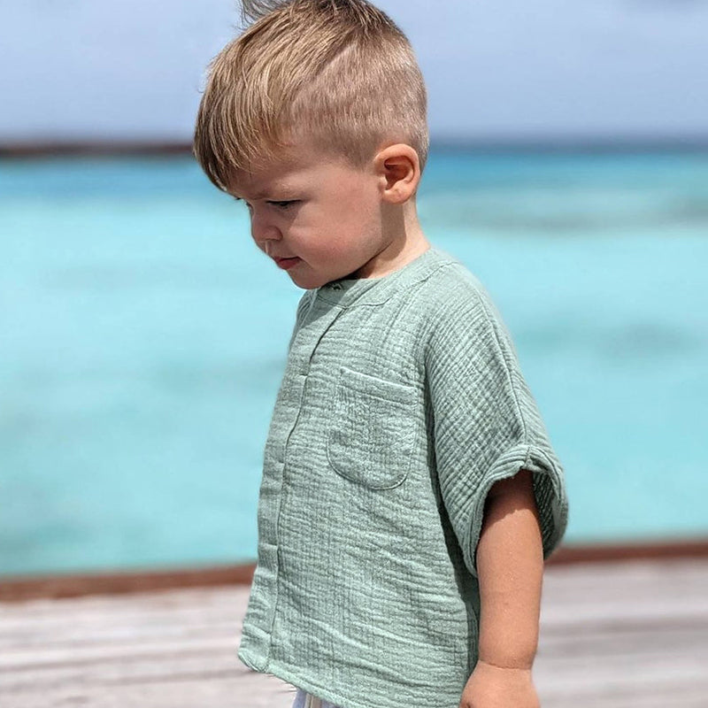 Boys Summer Casual Loose Short-Sleeve Pocket Tops TZ057