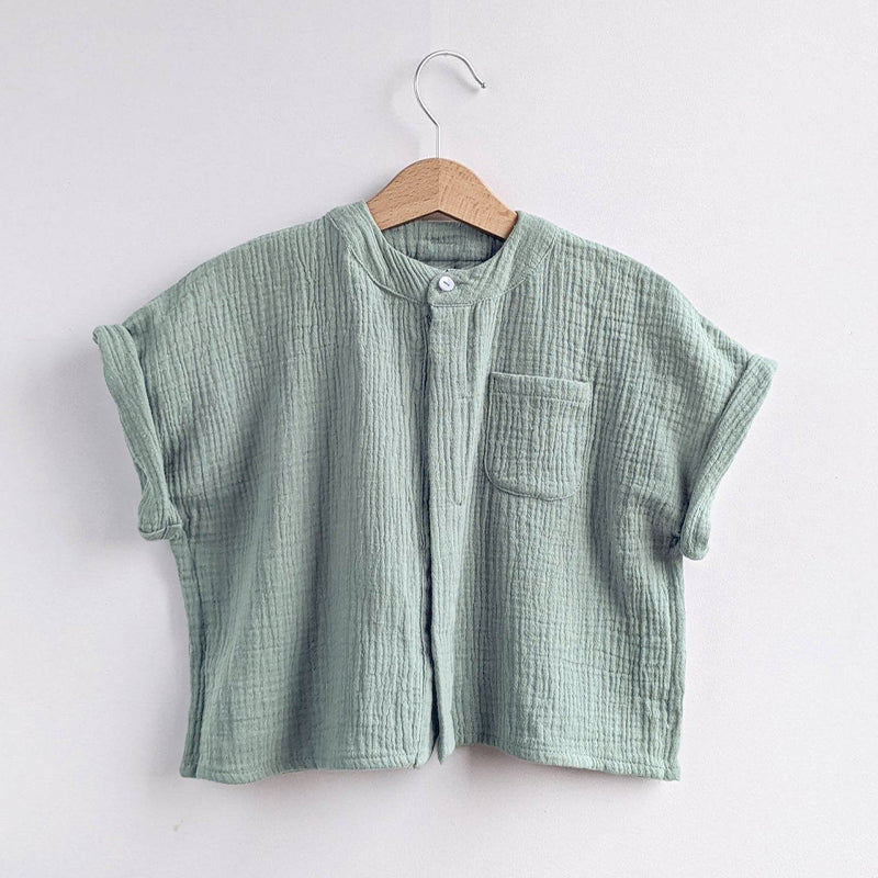 Boys Summer Casual Loose Short-Sleeve Pocket Tops TZ057