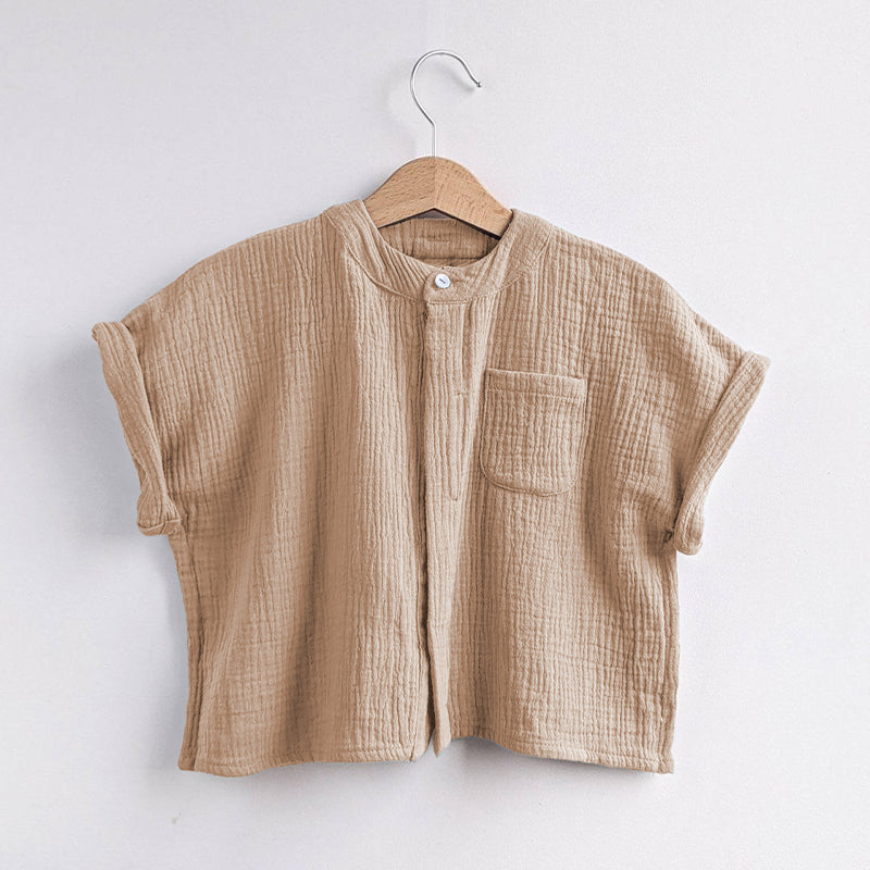 Boys Summer Casual Loose Short-Sleeve Pocket Tops TZ057